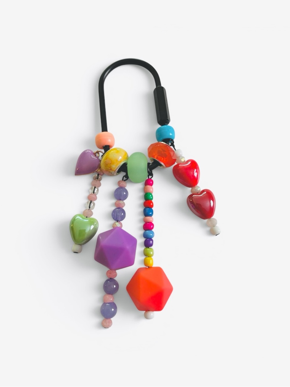 Multicolor Heart & Geometric Bead Charm / Keychain - Playful Charm